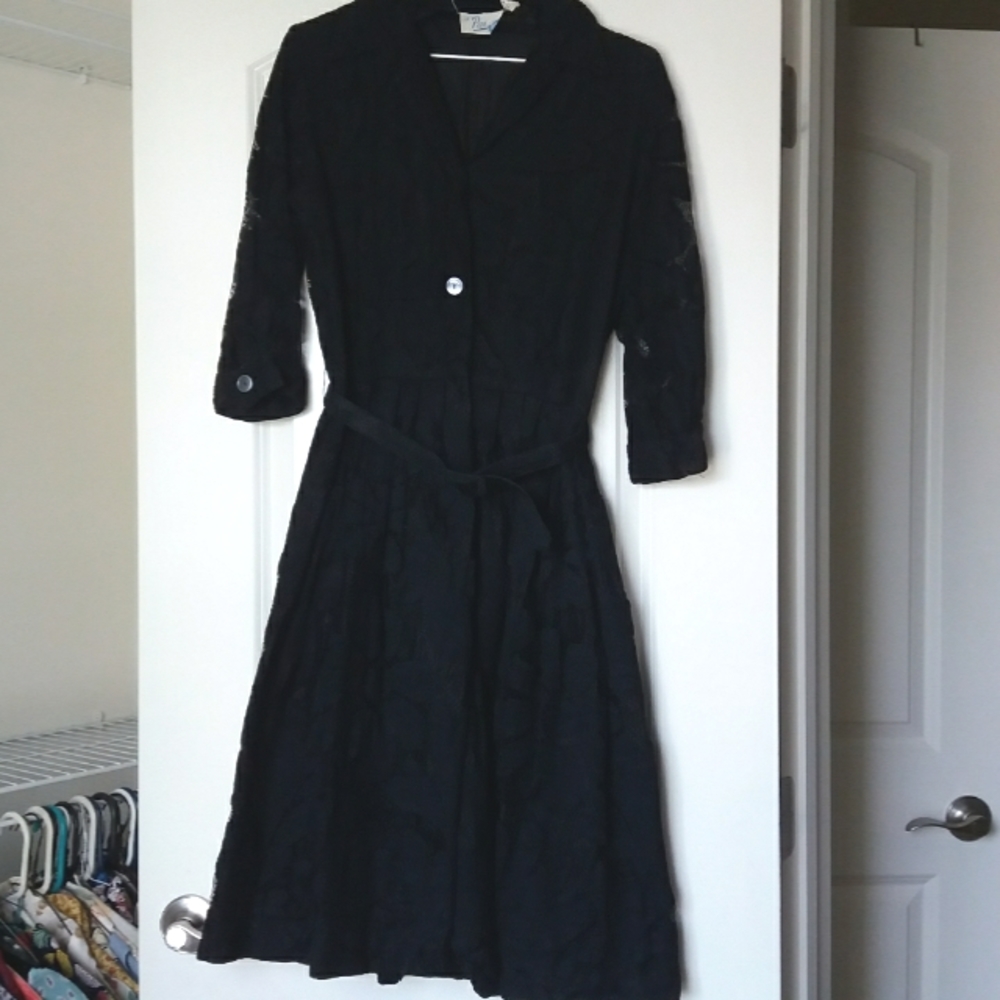 Black Lace Vintage 50s Dress